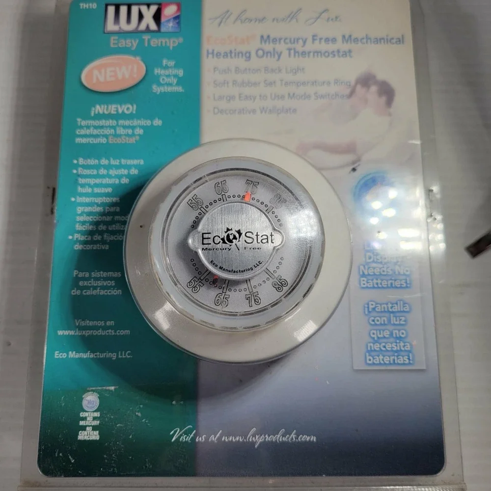 Lux Easy Temp THC15 Heating Cooling Mechanical‎ Thermostat Lighted Display